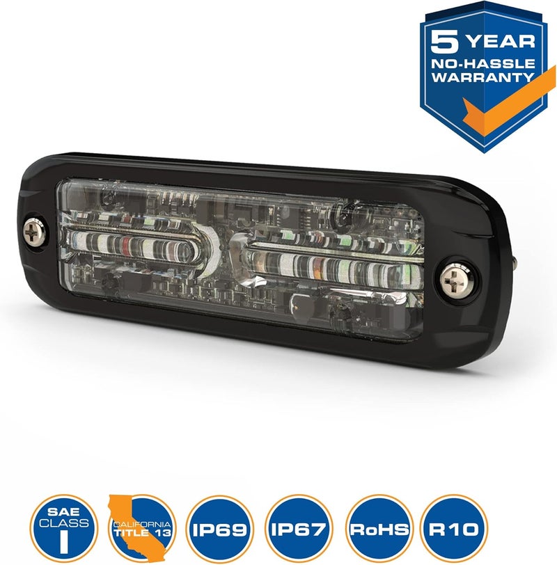 ECCO LED High-Intensity Amber White LEDs Directional 2 Bolt Mount 0.73 amps 12V 24V Waterproof Warning Light Construction Caution Lights for Truck off Road car Commercial Vehicles, 5 Year Warranty - Image 3